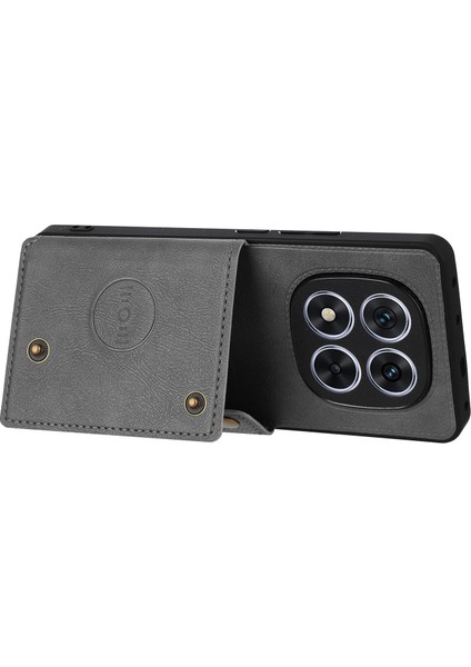 Xiaomi Redmi Note 14 Pro 4g Kılıf Kart Yuvaları Kickstand Deri+Tpu Telefon Kılıfı-Gri (Yurt Dışından) modelleri