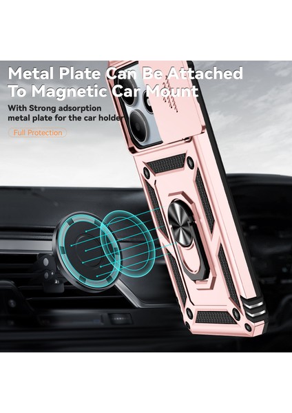 Xiaomi Redmi Note 14 5g Kılıf Pc+Tpu Telefon Kılıfı Lens Korumalı Ayaklı-Gül Altını (Yurt Dışından) modelleri