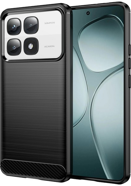 Xiaomi 14T Pro Kılıfı Karbon Fiber Doku Tpu Fırçalanmış Telefon Kılıfı-Siyah (Yurt Dışından)