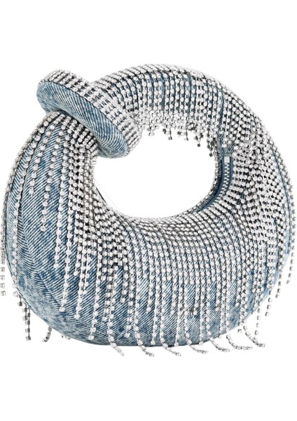 Jw Peı Mavi Abacus Denim Kristal Mini Üst Saplı Çanta fiyatları