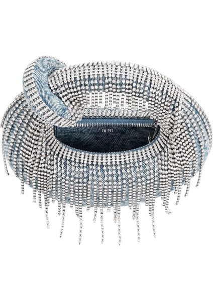 Jw Peı Mavi Abacus Denim Kristal Mini Üst Saplı Çanta modelleri