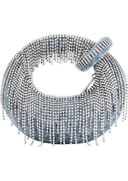 Jw Peı Mavi Abacus Denim Kristal Mini Üst Saplı Çanta fırsatları