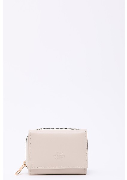 Krem SHK177 Suni Deri 8 Bölmeli, Kartlık, Kağıt ve Bozuk Para Bölmeli Çıtçıtlı Cüzdan