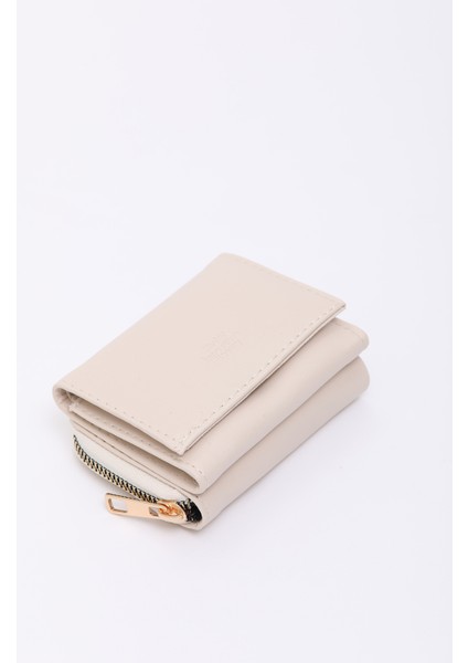 Krem SHK177 Suni Deri 8 Bölmeli, Kartlık, Kağıt ve Bozuk Para Bölmeli Çıtçıtlı Cüzdan fırsatları