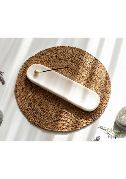 Dyana 30CM Lüks Mermer Tütsülük, Traverten Tütsülük - Pirinç Tütsü Tutacağı - El Işçiliği Özel Mermer Ürün - Beyaz, Gri, Bej, Koyu Gri, Damarlı modelleri