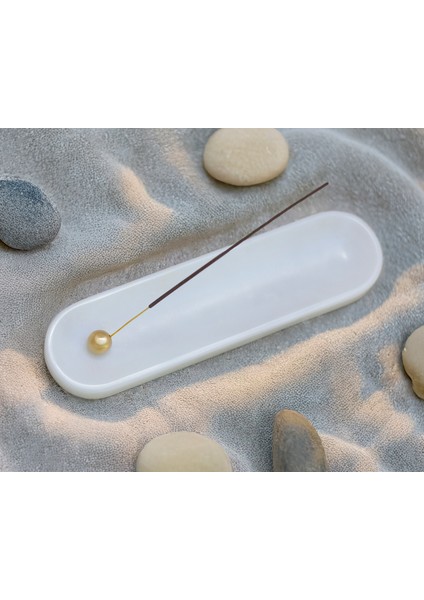 Dyana 30CM Lüks Mermer Tütsülük, Traverten Tütsülük - Pirinç Tütsü Tutacağı - El Işçiliği Özel Mermer Ürün - Beyaz, Gri, Bej, Koyu Gri, Damarlı fırsatları