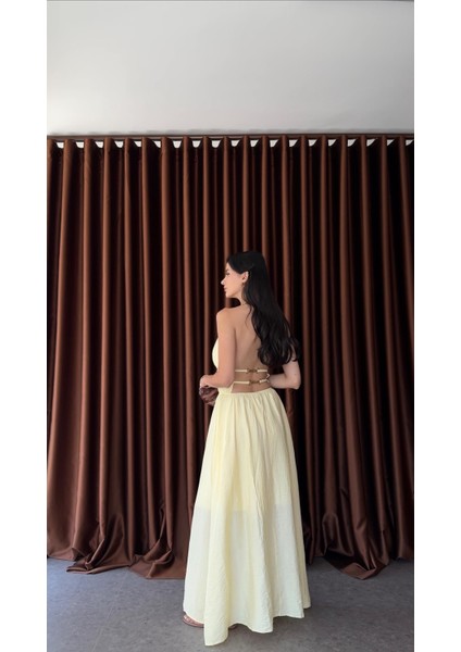 Sırt Gold Detaylı Sarı Elbise fiyatları