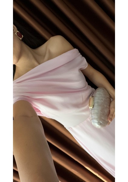 Düşük Omuz Pembe Elbise indirimleri