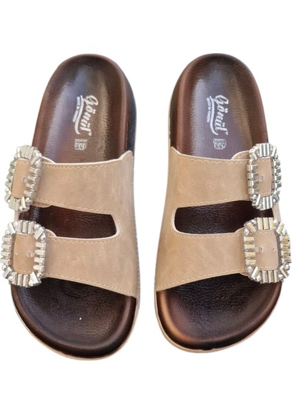 Angel Unisex Ortopedik Tabanlı Terlik Çift Bantlı Tokalı Günlük Rahat Ev & Dışarı Terliği