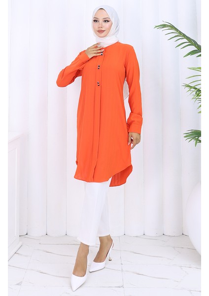 Düğme Detaylı Tunik 5133-02 Oranj fiyatları