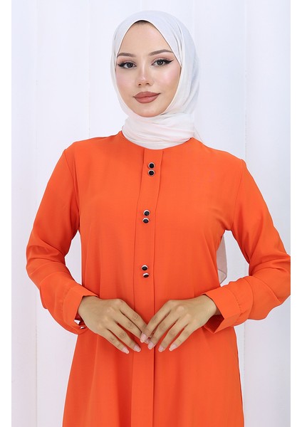 Düğme Detaylı Tunik 5133-02 Oranj modelleri