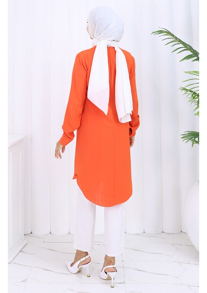 Düğme Detaylı Tunik 5133-02 Oranj indirimleri