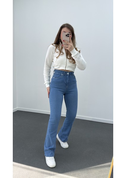 Açık Renk Extra Yüksek Bel Full Likralı Flare Jeans fiyatları