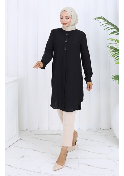Düğme Detaylı Tunik 5133-07 Siyah