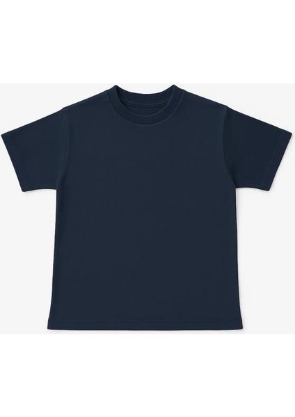Unisex Basic Pamuklu Oversize Koyu Lacivert Çocuk Tişört modelleri
