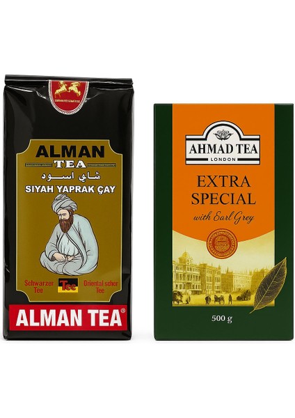 Alman & 2’li Siyah Yaprak Çay Seti – 2X500G (Bergamot Aromalı)
