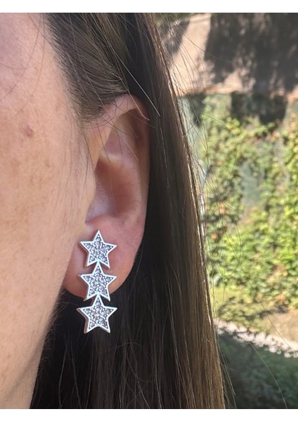 3lü Yıldız Küpe modelleri