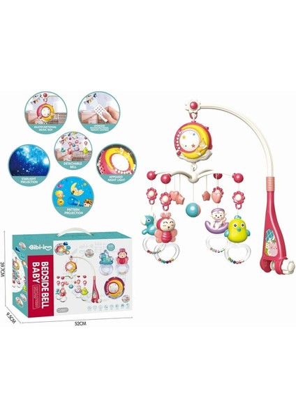 BIB648A54 -Vardem Işıklı Müzikli Kumandalı Kırmızı Bebek Dönencesi