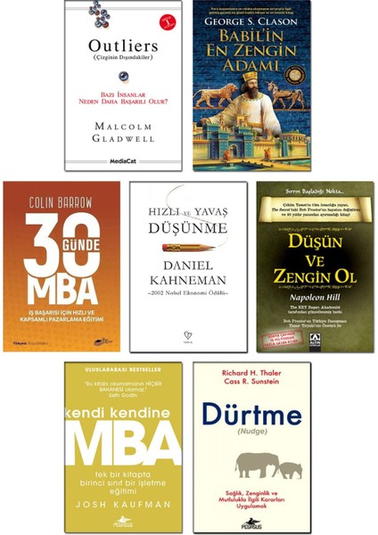 Düşün ve Zengin Ol Dürtme Outliers Hızlı ve Yavaş Düşünme Kendi Kendine Mba Babil'in En Zengin Adamı