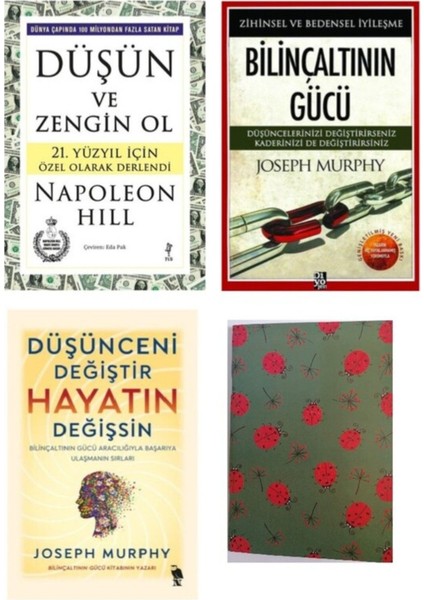 Düşün ve Zengin Ol-Bilinçaltının Gücü-Düşünceni Değiştir Hayatın Değişsin-Defter Hediye