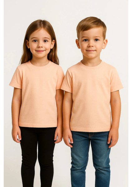 Unisex Basic Pamuklu Oversize Kavuniçi Çocuk Tişört