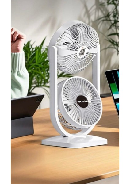 Masaüstü Taşınabilir Çift Pervaneli Sogutucu Fan Şarjlı Masa Fan fiyatları