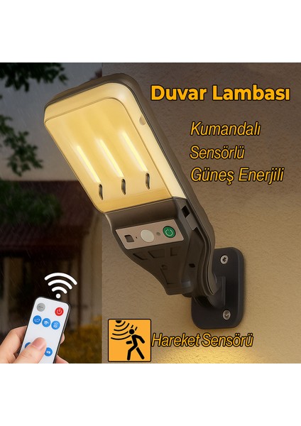 Duvar Lambası Aplik Hareket Sensörlü Kumandalı Plastik Sokak Bahçe Iç Dış Aydınlatma Armatürü IP54