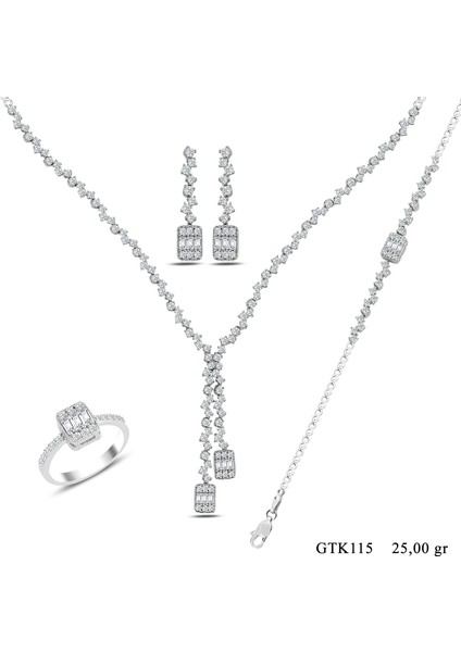 Kadın 925 Ayar Gümüş Baget Su Yolu Set indirimleri