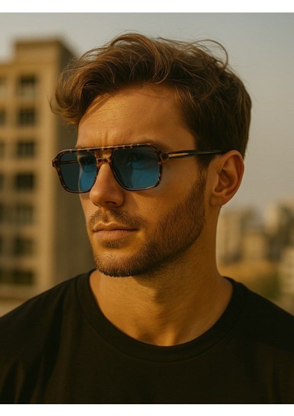 Unisex Leopar Çerçeveli Erkek Güneş Gözlüğü Yazın En Şık Gözlüğü Retro Stil Mavi Dinlendirici Camlı Unisex Leopar Çerçeveli Erkek Güneş Gözlüğü