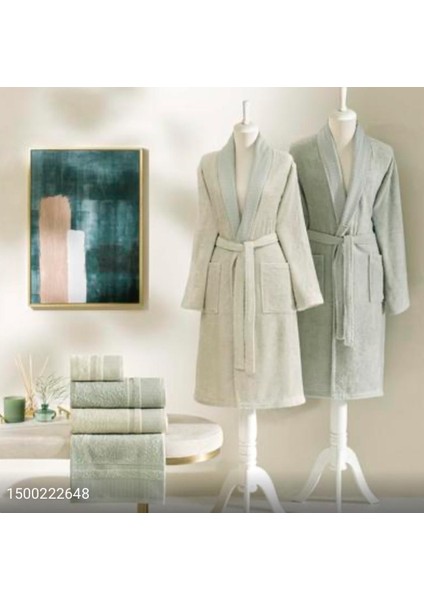 Yeni Sezon Pure Cotton Classic Aile Seti Raya ( Taş-Açık Yeşil )