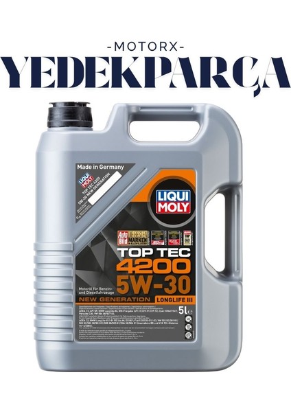 Lıquı Moly 5W30 4200 Top Tec New Generatı Ön Löng Lıfe Iıı 5lt