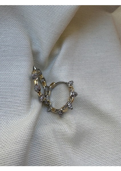 Çift Renkli Çivili Halka Küpe