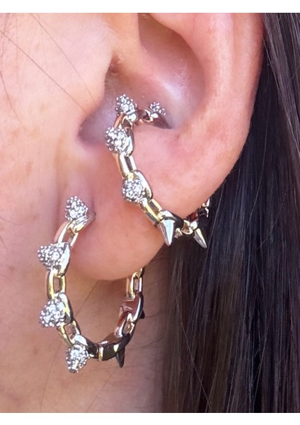 Çift Renkli Çivili Halka Küpe fiyatları