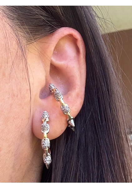 Çift Renkli Çivili Halka Küpe indirimleri