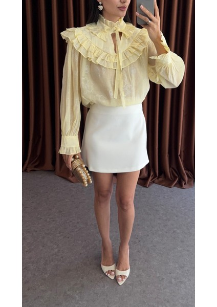 Romantik Sarı Bluz modelleri