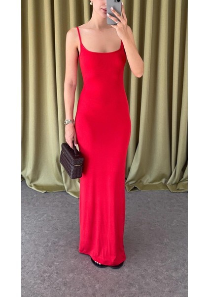 Likralı Basic Kırmızı Elbise modelleri