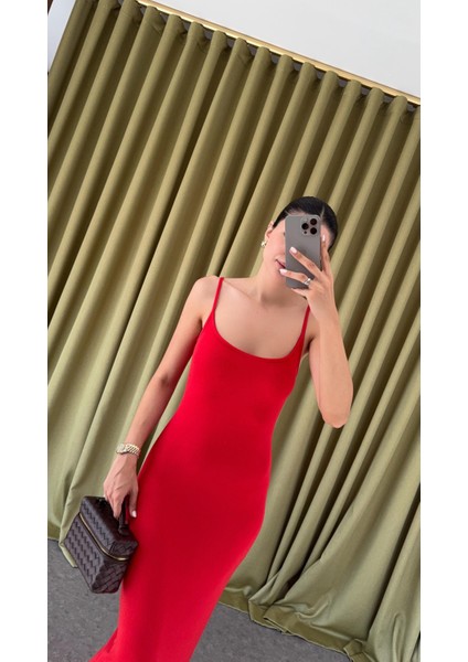 Likralı Basic Kırmızı Elbise fırsatları