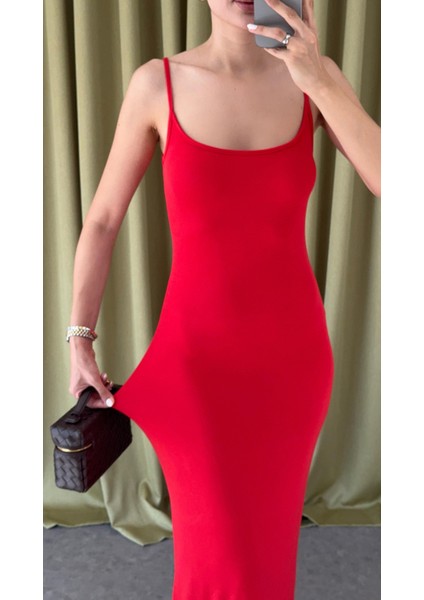 Likralı Basic Kırmızı Elbise indirimleri