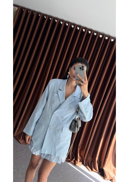 Bebe Mavisi Düğmeli Oversize Ceket indirimleri