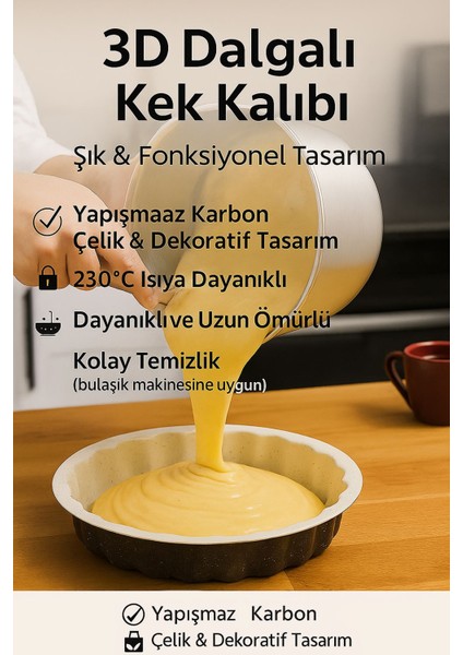 Karbon Çelik 30 cm Yuvarlak Dilimli Tart Turta Kek Kalıbı MT211 fırsatları