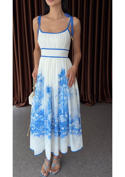 Mavi Dijital Baskılı Elbise fırsatları