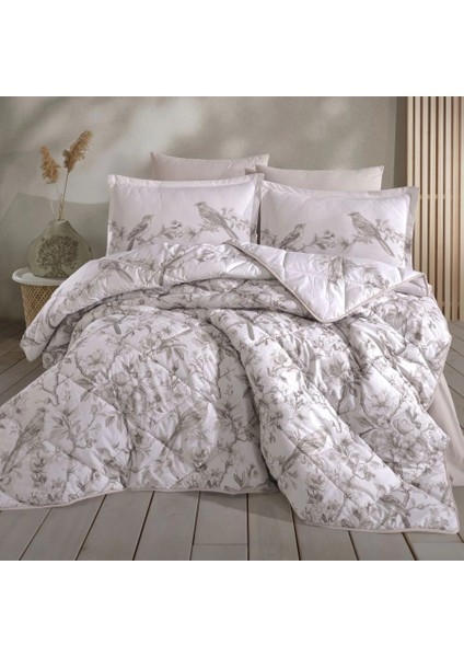 Ranforce %100 Pamuk Çift Kişilik Yorgan Seti Mevlin V1 Bej