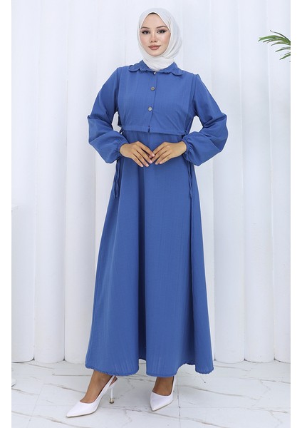 Düğmeli Yelek Elbise Ikili Takım 2119-02 Indigo fiyatları