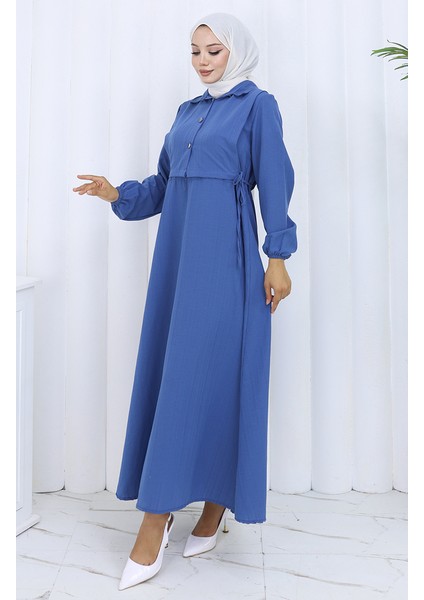 Düğmeli Yelek Elbise Ikili Takım 2119-02 Indigo modelleri