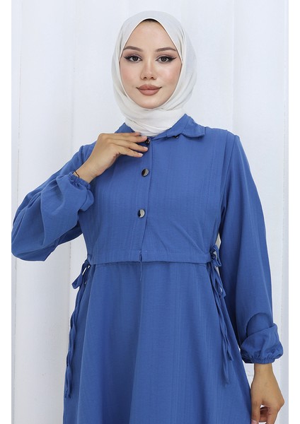 Düğmeli Yelek Elbise Ikili Takım 2119-02 Indigo fırsatları
