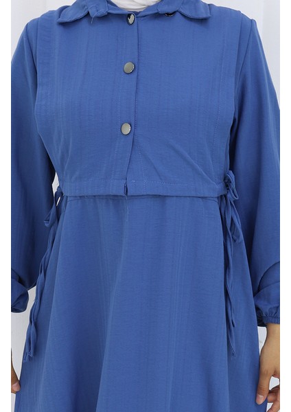 Düğmeli Yelek Elbise Ikili Takım 2119-02 Indigo indirimleri