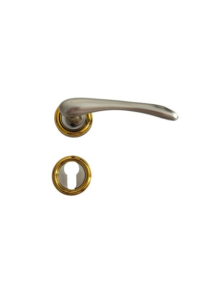 Bendio Gümüş Altın Rozetli Pirinç Yale Çelik Kapı Kolu, Lüks, Paslanmaz, Şık ve Uzun Ömürlü, 1 Takım