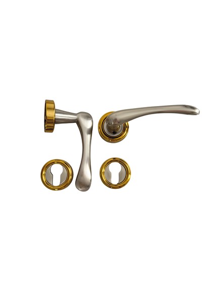 Bendio Gümüş Altın Rozetli Pirinç Yale Çelik Kapı Kolu, Lüks, Paslanmaz, Şık ve Uzun Ömürlü, 1 Takım fırsatları