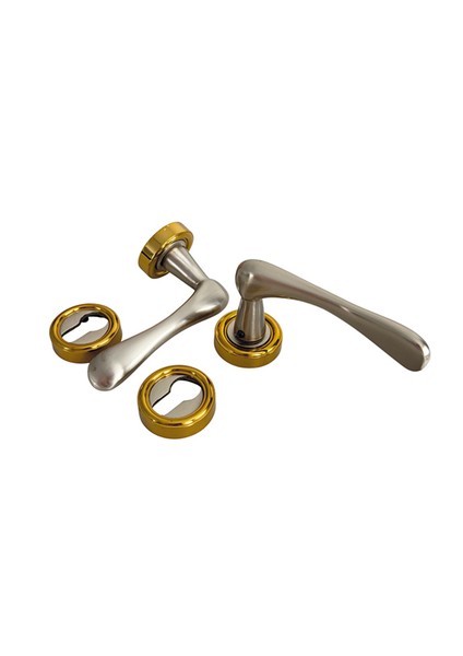 Bendio Gümüş Altın Rozetli Pirinç Yale Çelik Kapı Kolu, Lüks, Paslanmaz, Şık ve Uzun Ömürlü, 1 Takım indirimleri