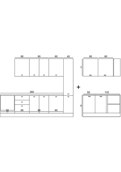 300 cm Sherry Mutfak + 160 cm Köşe modelleri
